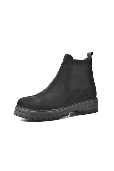 Onlo Ayakkabı Onlo Shoes DL.0087 Γνήσιο δέρμα Nubuck Mink & Μαύρη Χοντρή Σόλα Γυναικείες Μπότες