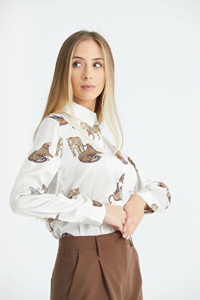 veira Cămașă de damă din satin leopard