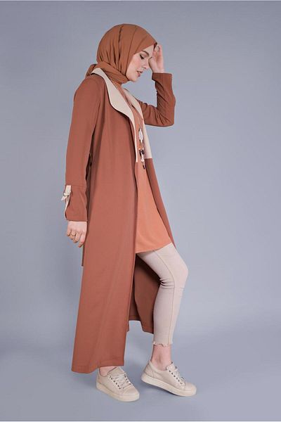 TRENDTESETTÜR Γυναικεία δίχρωμη καμπαρντίνα με μαύρισμα 6365