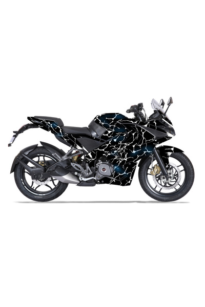 Run Grafik Shop Bajaj Pulsar Rs 200 White Lightning Pattern Full Fairing Graphics Kit, Motorcycle Sticker Set Decal