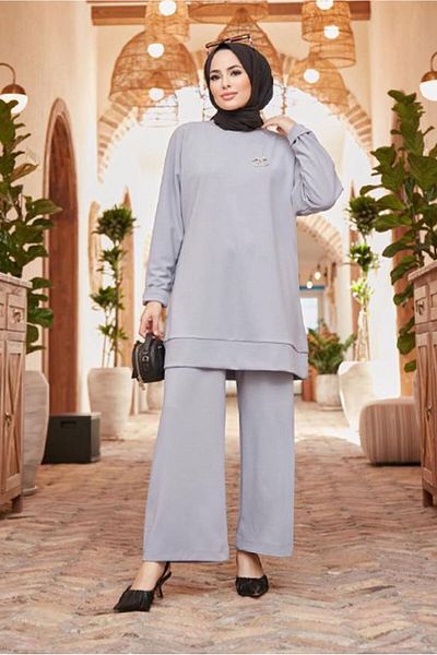 TRENDTESETTÜR Γυναικείο Γκρι Basic Διπλό Παντελόνι. Ομάδα 3503