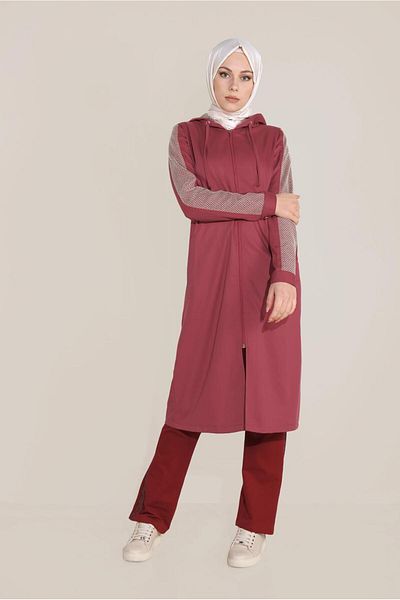 TRENDTESETTÜR ملابس نسائية حمراء (NAR) بتفاصيل شبكية 40666