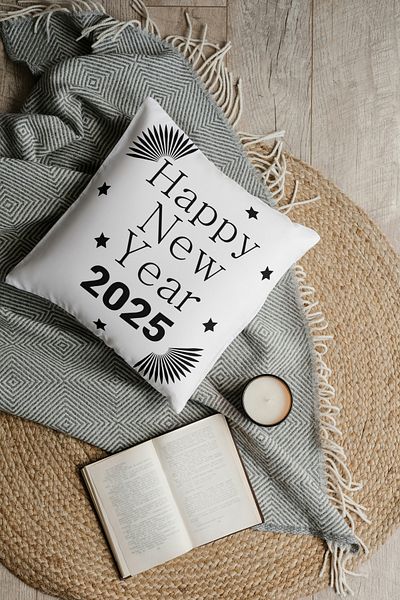 CİMENS Digital Printed Gift Sofa 4-Piece Throw Pillow Covers |   Christmas White Backdrop with Christmas Pattern 2025