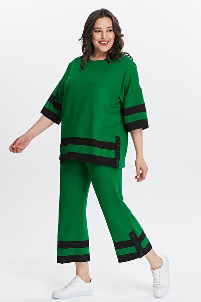 Ebsumu Γυναικεία Σετ φόρμας Capris Green Plus Size