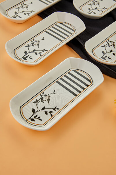 EMBazaar Black Set of 6 - Ceramic Breakfast, Snack Bowl, Cheese Plate, Sauce Bowl and Olive Bowl Butter