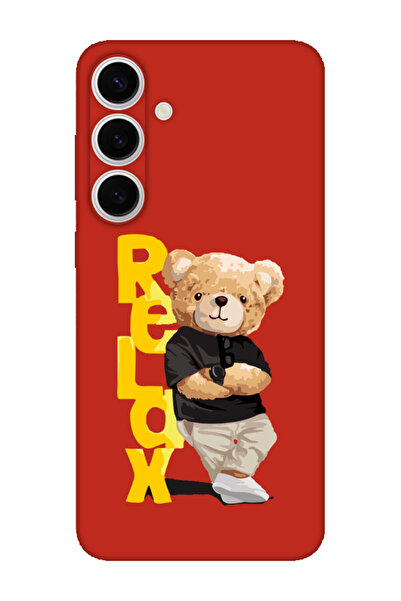 frondcase حافظة هاتف سامسونج S24 FE تيدي بير ريلاكس باللون الأحمر