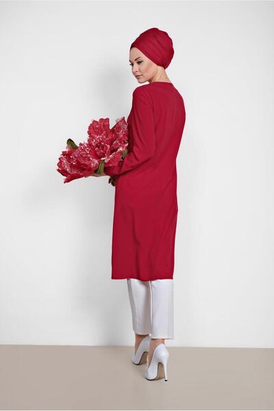 TRENDTESETTÜR WOMEN'S Claret Red ASYMMETRIC CUT PENDANT TUNIC T 4862