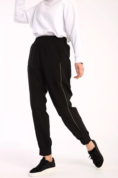 TRENDTESETTÜR Women's Black Elastic Waist Trousers 61033