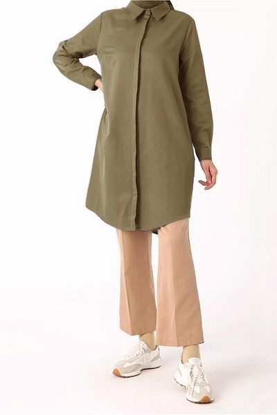 TRENDTESETTÜR Camel Brown Colored Concealed Button Simple Women's Tuner 70015