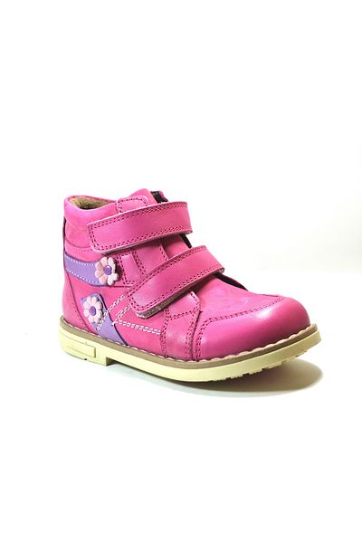 Onlo Ayakkabı Onlo Shoes PN.671 Γνήσιο Δερμάτινο Ροζ Velcro Ορθοπεδικές Κοριτσίστικες Μπότες