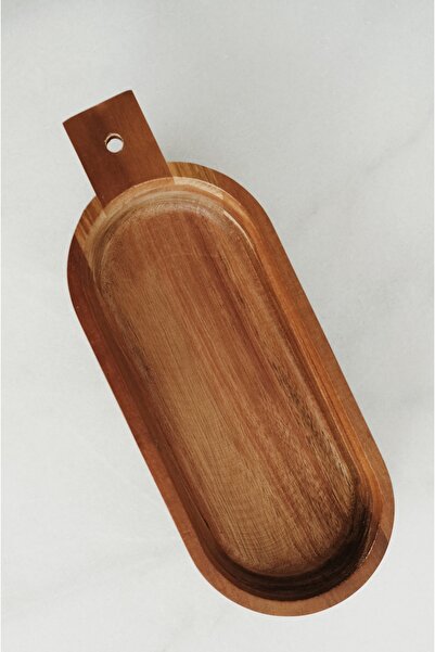Dekorzdükkan Deep Presenter Bowl with Acacia Oval Handle
