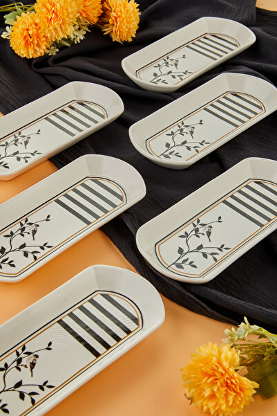 EMBazaar Black Set of 6 - Ceramic Breakfast, Snack Bowl, Cheese Plate, Sauce Bowl and Olive Bowl Butter