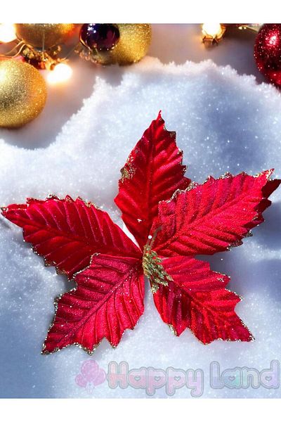 Happyland New Year's Red Pony Flower - 25cm Large Size, 1Pcs Ponsetia Ornament Christmas Flower