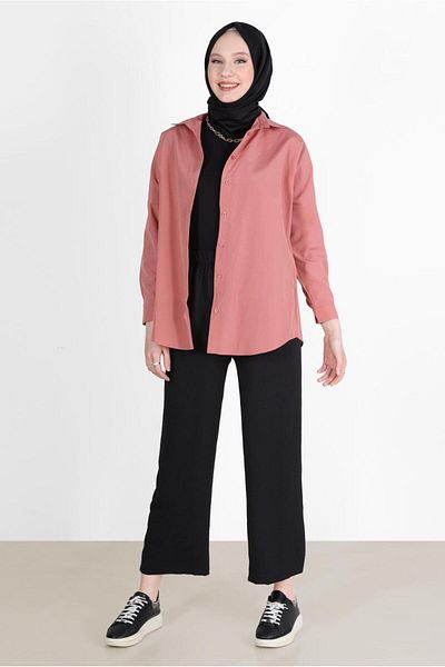 TRENDTESETTÜR Women's Pink (G.KURUSU) Buttoned Basic Tunic 3900