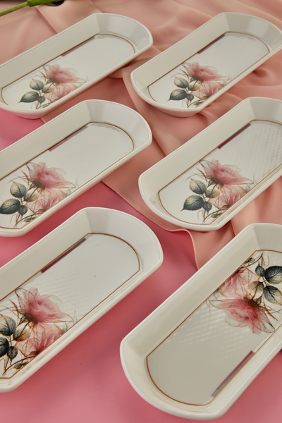 EMBazaar Elegance 6-Piece Oval Ceramic Breakfast, Snack Bowl, Cheese Plate, Saucepan, Olive Bowl