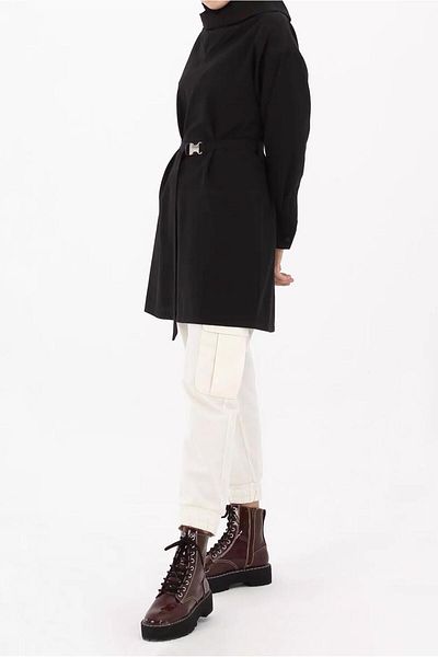 TRENDTESETTÜR Women's Black Belted Tunic 70105