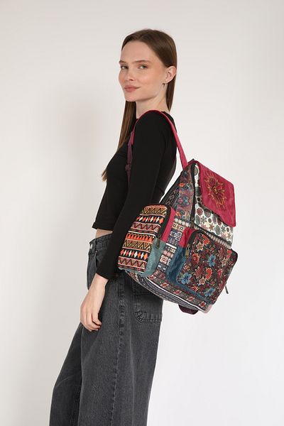 Street Bag Ethnic Bohemian Αυθεντικό Σχέδιο Συνονθύλευμα 5 Θέσεων Σακίδιο πλάτης Ορθοπεδικό Αδιάβροχο
