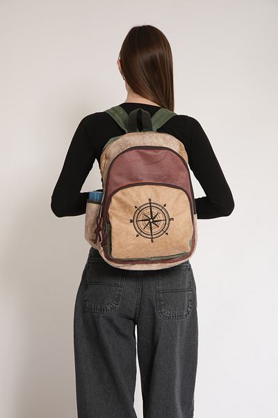 Street Bag Ethnic Authentic Bohemian Compass Κεντημένο αδιάβροχο σακίδιο πλάτης με ορθοπεδική υποστήριξη 3 ματιών