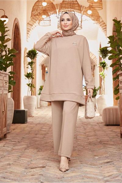 TRENDTESETTÜR Γυναικείο Καφέ (CAMEL) Basic Διπλό Παντελόνι. Ομάδα 3503