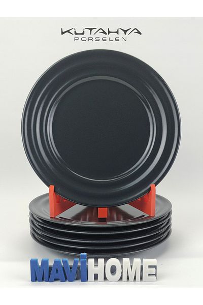 Kütahya Porselen New Tuana Series 20 cm Anthracite Dessert Plate Set of 6