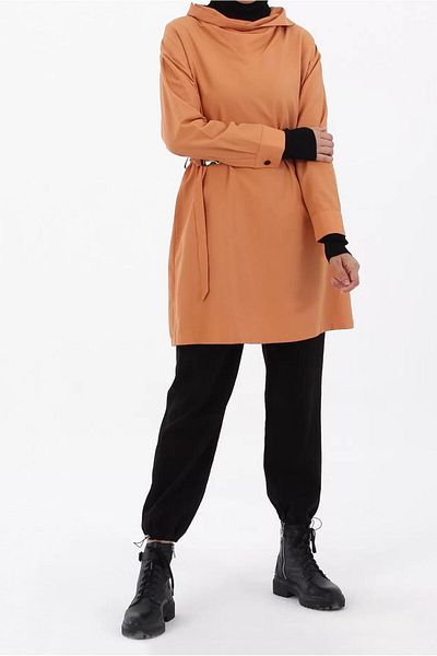 TRENDTESETTÜR Women's Orange (ORANGE) Belted Tunic 70105