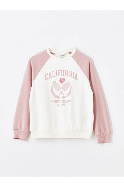 LC Waikiki LCW Kids Crew Neck Printed Long Sleeve Girls' Sweatshirt and Sweatpants