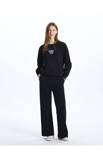 LC Waikiki Hanorac negru brodat XSIDE pentru damă - decolteu, gros, IMREX GLOBAL