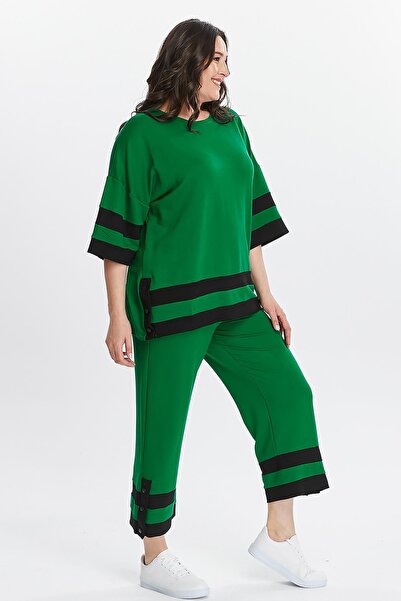 Ebsumu Γυναικεία Σετ φόρμας Capris Green Plus Size