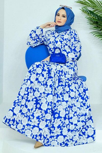 TRENDTESETTÜR Γυναικείο φόρεμα με λουλουδάτο μοτίβο Navy Blue (SAKS) 32140