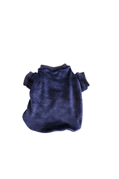 atelyu Cat Dog Suit Velvet Printed Navy Blue Sweatshirt