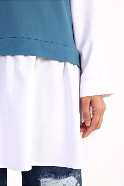 TRENDTESETTÜR Women's Blue Two Color Tunic 66005
