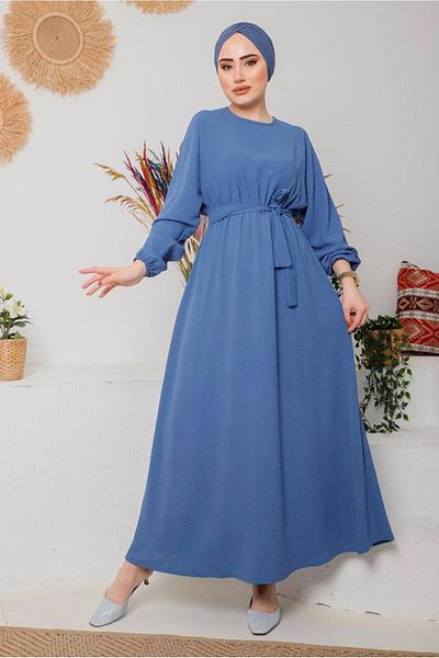 TRENDTESETTÜR Γυναικείο φόρεμα Navy Blue (INDIGO) με ελαστική ζώνη 1042
