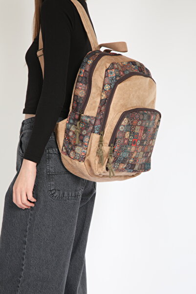 Street Bag Etnik Otantik Bohem Su Geçirmez 3 Bölmeli Geniş Ortopedik Sırt Çantası