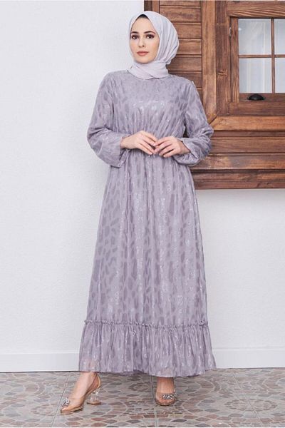 TRENDTESETTÜR Γκλίτερ γυναικείο φόρεμα με γκρι σχέδιο - 6601