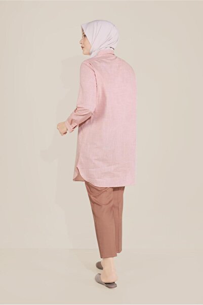 TRENDTESETTÜR Women's Red Floral Embroidered Buttoned Cotton Tunic 20047