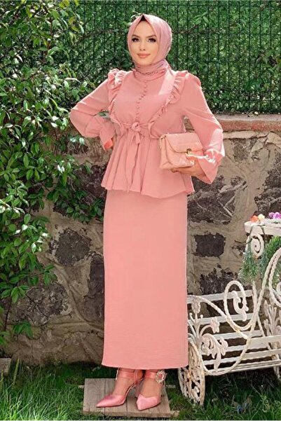 TRENDTESETTÜR Women's Powder Ruffle Skirt Suit 6328