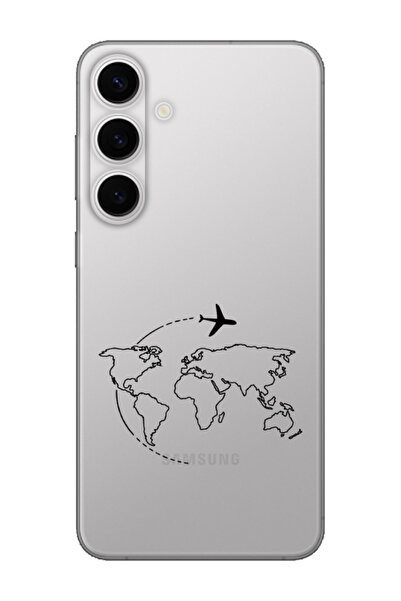 frondcase حافظة هاتف شفافة لهاتف سامسونج S24 FE Map Airplane