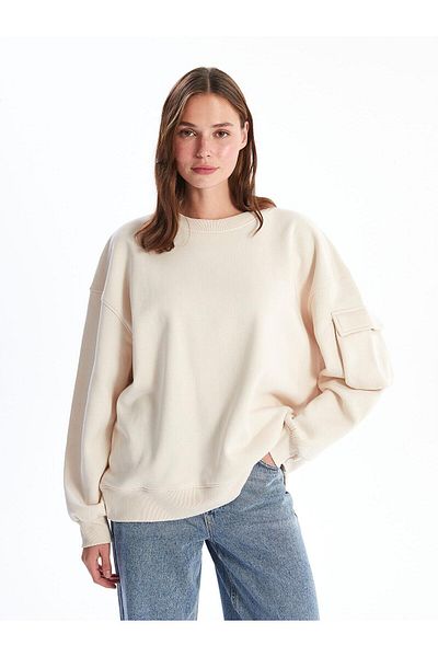 LC Waikiki Γυναικείο χοντρό φούτερ XSIDE Crew Neck Flat Oversize