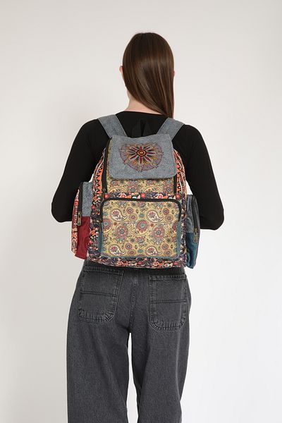 Street Bag Ethnic Bohemian Αυθεντικό Σχέδιο Συνονθύλευμα 5 Θέσεων Σακίδιο πλάτης Ορθοπεδικό Αδιάβροχο