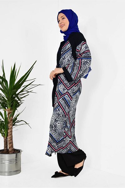 TRENDTESETTÜR Γυναικείο Γκρι (GREY-CORAL) Κιμονό με σχέδιο Leopard 4963