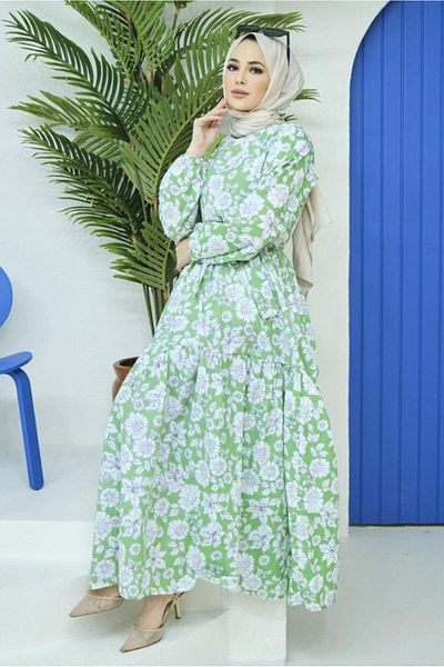 TRENDTESETTÜR Γυναικείο φόρεμα με πράσινο φλοράλ σχέδιο 32140