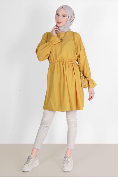 TRENDTESETTÜR Women's Orange (Mardal) Tunic with Elastic Waist and Cuffs 7550