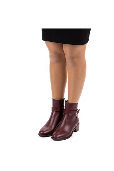 TwoEgoist Women's Genuine Leather Belted Buckle Low Heel Daily Boots