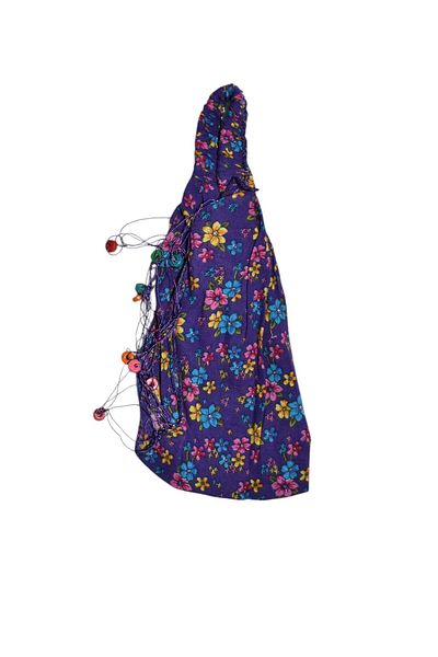 artıbir bodrum Purple Floral Elastic Beaded Parachute Bandana