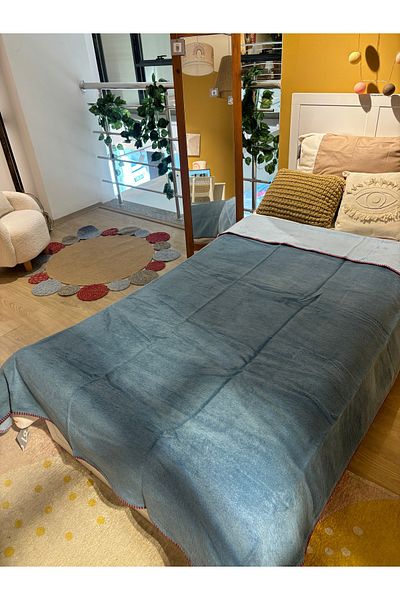 Sesli Bohemhouse Double Sided Two Colors Plain Cotton Thick Soft Oversize Blanket 1350Gr 150X200Cm