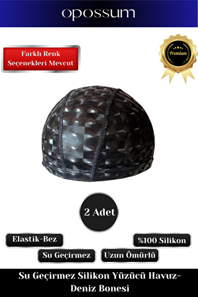 opossum Özel Üretim Su Geçirmez Silikon Yüzücü Havuz Deniz Bonesi Elastik Bez Yüzme Şapkası 2 Adet