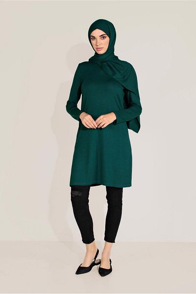 TRENDTESETTÜR Tunica de dama albastra (PETROLE) tricotata din vascoza 40825