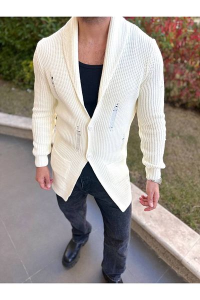 elkumoda Ζακέτα με πλεκτό σάλι γιακά τσέπη με λέιζερ λεπτομέρεια πλεκτή πλεκτή ζακέτα