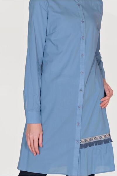 TRENDTESETTÜR Жіноча синя (K.MAVİ) бавовняна туніка з вишивкою та ґудзиками 40593