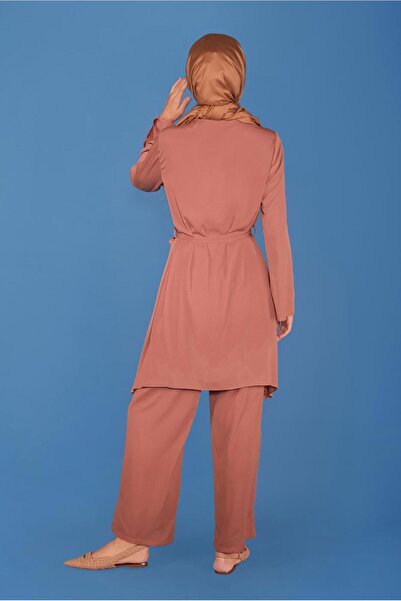 TRENDTESETTÜR WOMEN'S COFFEE (CARAMEL) DOUBLE PANT SET T 40792